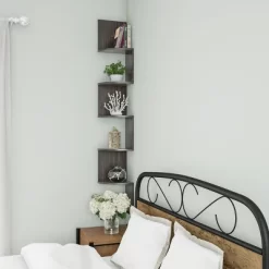 Hastings Home 5-Tier Floating Corner Shelf - Matte Espresso Brown -Wall Charm Deals Store GUEST 9fe07c67 f219 49dd b134 4cb34db5ca9d