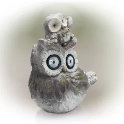 15" Solar Owls LED Light Magnesium Oxide Statue Brown - Alpine Corporation -Wall Charm Deals Store GUEST a0e9f358 9959 4f04 8e75 ae4589dc8449
