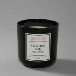 12oz Glass Jar 2-Wick Candle Leather Oak - The Collection By Chesapeake Bay Candle