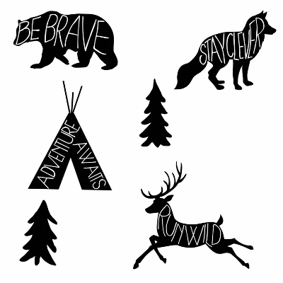Adventure Awaits Animal Peel And Stick Giant Wall Decal Black - RoomMates 1 Adventure Awaits Animal Peel And Stick Giant Wall Decal Black - RoomMates