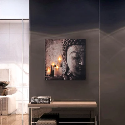 LuxenHome Zen Buddha And Candles Lighted Canvas Print 1 LuxenHome Zen Buddha And Candles Lighted Canvas Print