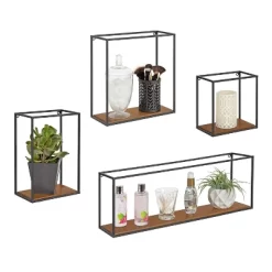 4pc Mallory Wood And Metal Wall Shelf Set Rustic Brown - Kate & Laurel All Things Decor -Wall Charm Deals Store GUEST a9180dac 5015 4ab7 a2d9 7ecfcbdc5464