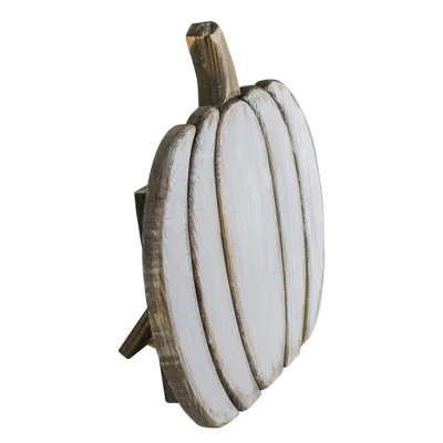 Northlight 13.75 White Wooden Pumpkin Fall Harvest Decoration 2 Northlight 13.75 White Wooden Pumpkin Fall Harvest Decoration - Image 2