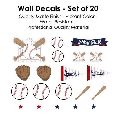 Big Dot Of Happiness Batter Up - Baseball - Peel And Stick Sports Decor Vinyl Wall Art Stickers - Wall Decals - Set Of 20 5 Big Dot Of Happiness Batter Up - Baseball - Peel And Stick Sports Decor Vinyl Wall Art Stickers - Wall Decals - Set Of 20 - Image 5