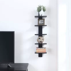 Spine Wall Book Shelves Stylish And Functional Black - Proman Products