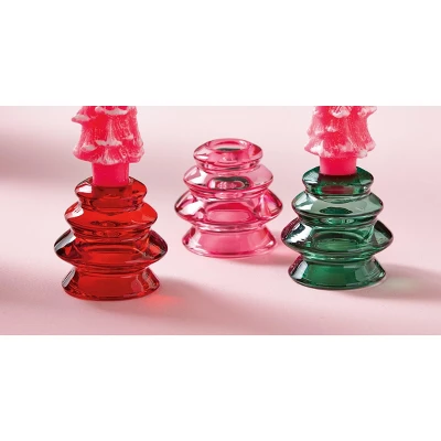Tagltd Glass Tree Taper Holder Red Candlestick Holder Christmas Xmas Holiday Home Decor 1 Tagltd Glass Tree Taper Holder Red Candlestick Holder Christmas Xmas Holiday Home Decor