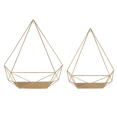 2pc Prouvé Diamond Shaped Shelf Set Gold - Kate & Laurel All Things Decor 1 2pc Prouvé Diamond Shaped Shelf Set Gold - Kate & Laurel All Things Decor