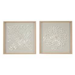 Shell Geometric Handmade Overlapping Shells Shadow Box With Canvas Backing Set Of 2 Cream - Olivia & May -Wall Charm Deals Store GUEST b0774518 6a33 483d 84fc 7c9ab4cd59a6
