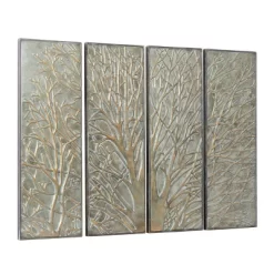 Metal Tree Wall Decor With Embossed Design Set Of 4 Brown - Olivia & May -Wall Charm Deals Store GUEST b0d0f8b1 1570 4df9 8c94 2314b05c508b