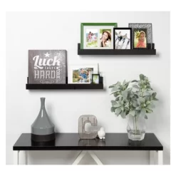 24" X 3.3" 2pc Decorative Wall Shelf Set Black - Uniek