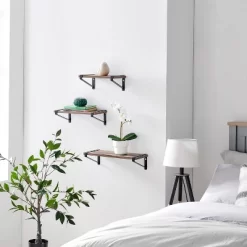 3pc Capri Wall Shelf Set With Brackets Black/Rustic - Danya B. -Wall Charm Deals Store GUEST b2ed3b0c 9995 4de6 bb28 8e69575dcf2a