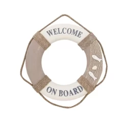 Resin Sign Rope Life Ring Wall Decor White - Olivia & May