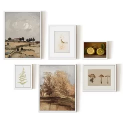 Americanflat 6 Piece Vintage Gallery Wall Art Set - Fall Study, Autumn In The Hills, Mushrooms, Light Bird, Fern Frond By Maple + Oak -Wall Charm Deals Store GUEST b97b1083 43fd 44d8 864b 6d7b2a945400