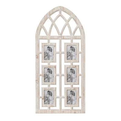 Wood 6 Slot Wall Photo Frame With Window Arch Shape Light Brown - Olivia & May 3 Wood 6 Slot Wall Photo Frame With Window Arch Shape Light Brown - Olivia & May - Image 3