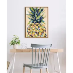 23" X 33" Sylvie Pineapple Study No 2 Framed Canvas Wall Art By Rachel Christopoulous Natural - Kate And Laurel -Wall Charm Deals Store GUEST bb94be1c 4d04 4c7e 82a5 cadcb8e1581e