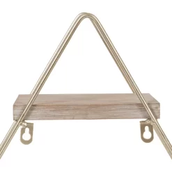 20.8" X 24.2" Tilde Three-Tier Triangle Wood And Metal Wall Shelf Natural/Gold - Kate & Laurel All Things Decor -Wall Charm Deals Store GUEST c0b5a7c7 fbe6 4ec0 9b1c 6194677754c1