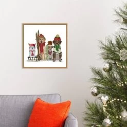 16" X 16" Christmas Dogs Winter Sports Fans By Fab Funky Framed Canvas Wall Art - Amanti Art -Wall Charm Deals Store GUEST c205146a 22fa 4f25 821c e081ad68fbbd