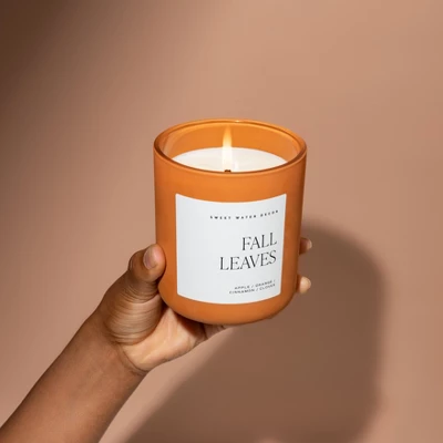 Sweet Water Decor Fall Leaves 15oz Orange Matte Jar Candle 1 Sweet Water Decor Fall Leaves 15oz Orange Matte Jar Candle