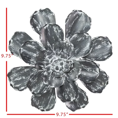 Distressed Flower Wall Art Metal - Foreside Home & Garden 5 Distressed Flower Wall Art Metal - Foreside Home & Garden - Image 5