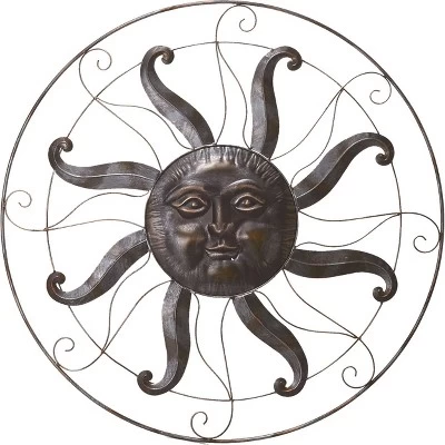 Transpac Metal 36 In. Brown Sun Face Wall Decor 1 Transpac Metal 36 In. Brown Sun Face Wall Decor