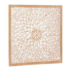 Wood Floral Handmade Intricately Carved Wall Decor With Mandala Design Light Brown - Olivia & May -Wall Charm Deals Store GUEST c98ac5ad 775c 42f4 ac10 b1ef38e939ba