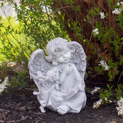 Northlight 8.25" Reading Angels With Book Outdoor Garden Statue 1 Northlight 8.25" Reading Angels With Book Outdoor Garden Statue