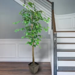 6' Artificial Ficus Tree In Embossed Metal Base (Square) – LCG Florals -Wall Charm Deals Store GUEST caae891f 5e53 4228 901e 3052b7ebad60