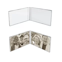 Azar Displays Clear Acrylic Double Photo Holder, Side By Side Dual Frame, Size 6"W X 4"H, 2-Pack