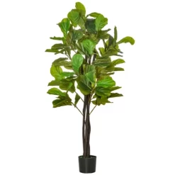 HOMCOM 5FT Artificial Fiddle Leaf Fig Tree, Faux Decorative Plant In Nursery Pot For Indoor Or Outdoor Décor -Wall Charm Deals Store GUEST cf5892fc 1bc4 4232 b441 a4889671eff9