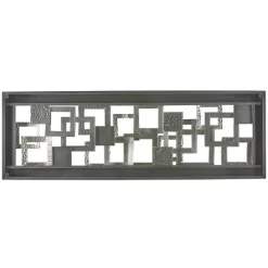 Metal Geometric Square Ribbon Wall Decor With Black Frame Gold - Olivia & May