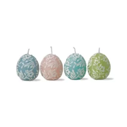 Tagltd Petunia Easter Egg Candles Set Of 4 Pastel Colored Edd Shaped Candle Haind-Painted