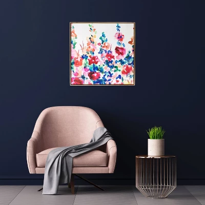 29" X 29" Happy Garden Floating Framed Wall Canvas - Gallery 57 1 29" X 29" Happy Garden Floating Framed Wall Canvas - Gallery 57