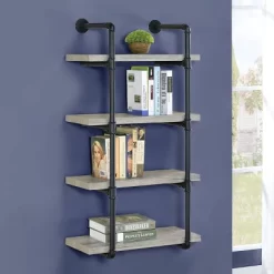 24" Elmcrest 4 Shelf Wall Bookcase With Black Frame - Coaster