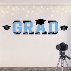 Big Dot Of Happiness Light Blue Graduation Party Decor - Vinyl Wall Decals - Grad