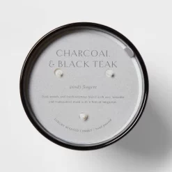 Colored Vase Glass With Dustcover & Black Teak Candle Black - Threshold™ -Wall Charm Deals Store GUEST db5f0a77 3d4b 4811 aeb9 5e16fded9c82