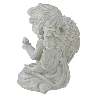 Northlight 6" Ivory Sitting Angel With Bird Outdoor Garden Statue 3 Northlight 6" Ivory Sitting Angel With Bird Outdoor Garden Statue - Image 3