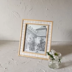 8X10 Inch Tan Plaid Fabric Picture Frame With MDF, Wood & Glass By Foreside Home & Garden