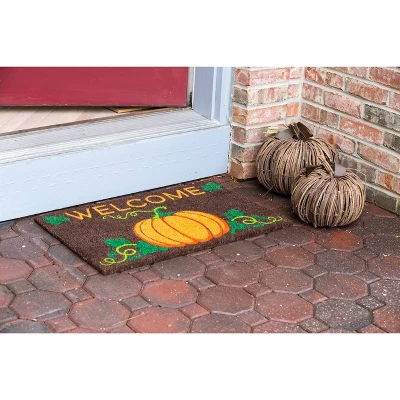 1'4" X 2'4" Welcome Pumpkin Indoor/Outdoor Coir Doormat Brown/Orange/Green - Entryways 2 1'4" X 2'4" Welcome Pumpkin Indoor/Outdoor Coir Doormat Brown/Orange/Green - Entryways - Image 2