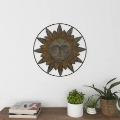 Metal Sunburst Indoor Outdoor Wall Decor With Distressed Copper Like Finish Brown - Olivia & May 21 Metal Sunburst Indoor Outdoor Wall Decor With Distressed Copper Like Finish Brown - Olivia & May -Wall Charm Deals Store GUEST e1f2ac1d 5e97 4a5c 87f2 d15625bbe4bf