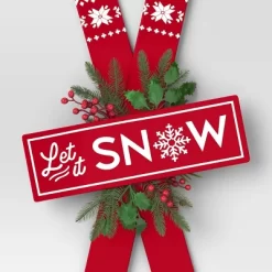 Metal Skis 'Let It Snow' Wall Décor Red/White - Wondershop™ -Wall Charm Deals Store GUEST e4229510 c890 4e8f afb9 1ebbb828811c