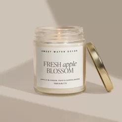 Sweet Water Decor Fresh Apple Blossom 9oz Clear Jar Candle
