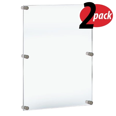 Azar Displays Floating Acrylic Wall Frame With Silver Stand Off Caps: 24" X 36" Graphic Size, Overall Frame Size: 28" X 40", 2-Pack 1 Azar Displays Floating Acrylic Wall Frame With Silver Stand Off Caps: 24" X 36" Graphic Size, Overall Frame Size: 28" X 40", 2-Pack
