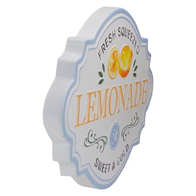 Northlight 15.25" White And Blue "Fresh Squeezed Lemonade" Metal Sign Spring Wall Decor 2 Northlight 15.25" White And Blue "Fresh Squeezed Lemonade" Metal Sign Spring Wall Decor - Image 2