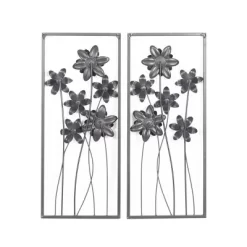 Metal Floral Wall Decor With Black Frame Set Of 2 Gray - Olivia & May -Wall Charm Deals Store GUEST ec91f3f0 ed95 4239 9e2c d8a92f461c35
