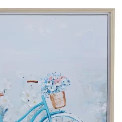 Canvas Bike Handmade Framed Wall Art With Tan Frame Blue - Olivia & May -Wall Charm Deals Store GUEST ee8879b5 99f2 4ff9 8499 2ea8f3b4e111