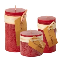 Cranberry Timber Pillar Candles Kit - Set Of 3 -Wall Charm Deals Store GUEST f01d5412 35eb 4688 b028 33d1fe102522