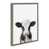 18" X 24" Sylvie Baby Cow Portrait Framed Canvas Wall Art By Amy Peterson Gray - DesignOvation