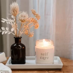 Sweet Water Decor Self Care Pink And Mint Label 9oz Clear Jar Soy Candle