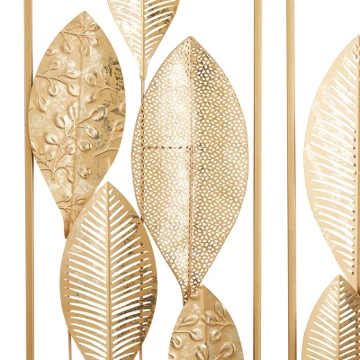 Metal Leaf Tall CutOut Wall Decor With Gold Frame Set Of 2 Gold - CosmoLiving By Cosmopolitan 3 Metal Leaf Tall CutOut Wall Decor With Gold Frame Set Of 2 Gold - CosmoLiving By Cosmopolitan - Image 3