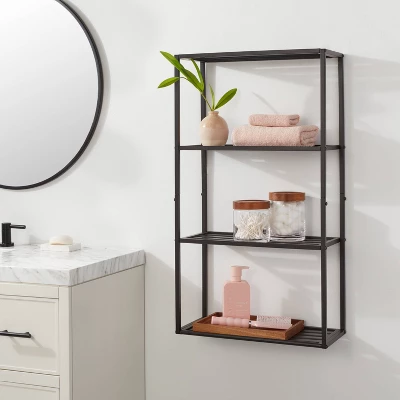 Tall Wall Shelf Black Metal - Brightroom™ 1 Tall Wall Shelf Black Metal - Brightroom™